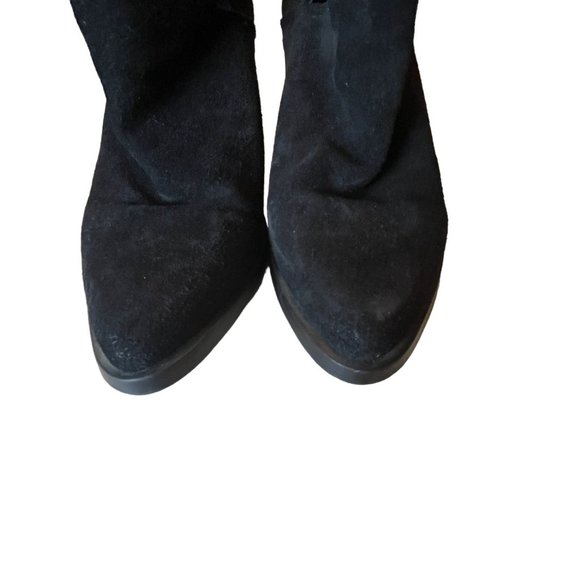 Steve Madden Suede Cut Out Pointed Toe Bootie Leather Black Size 8 - Picture 3 of 12